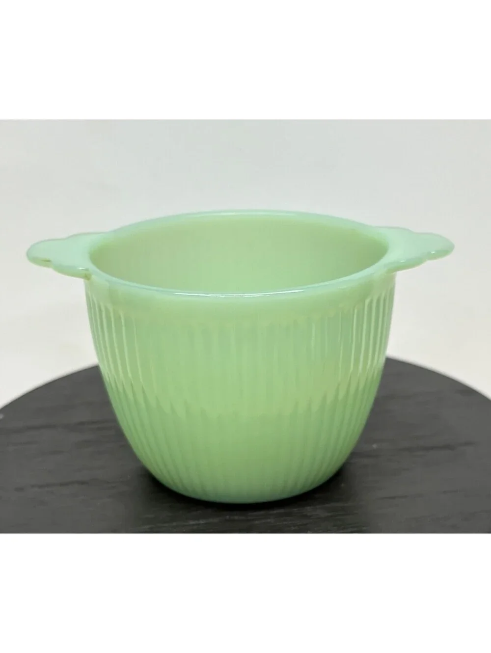 Fire King Jadeite Ribbed Jane Ray Sugar Bowl (No Lid) Anchor Hocking Green Glass